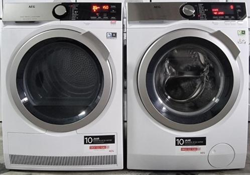 AEG set 8Kg Stoom Wasmachine en AEG 9Kg Warmtepompdroger., Witgoed en Apparatuur, Wasmachines, Zo goed als nieuw, Voorlader, 8 tot 10 kg
