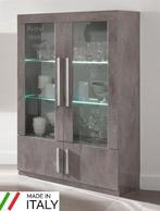 Vitrinekast Granada Hoogglans marmer beton wit -ACTIE-, Nieuw, Glas, 25 tot 50 cm, Ophalen of Verzenden