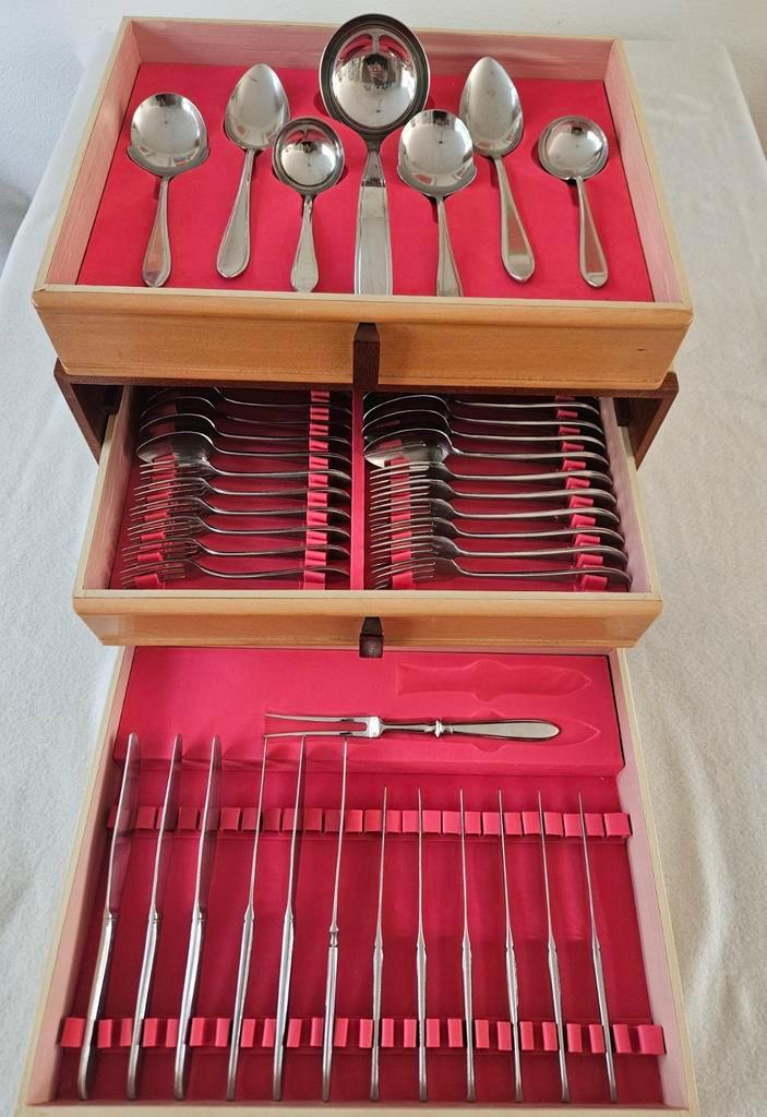 Vintage bestek van Gero Zilmeta in bestekkist, Antiek en Kunst, Antiek | Bestek, Ophalen of Verzenden
