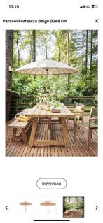 Parasol Karwei Fortaleza beige, Ophalen, Zo goed als nieuw, Parasolvoet