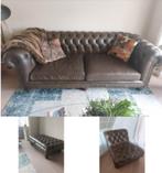 The Edinburgh chesterfield set vintage truffle leer, Huis en Inrichting, Ophalen, 100 tot 125 cm, Driepersoons, Leer