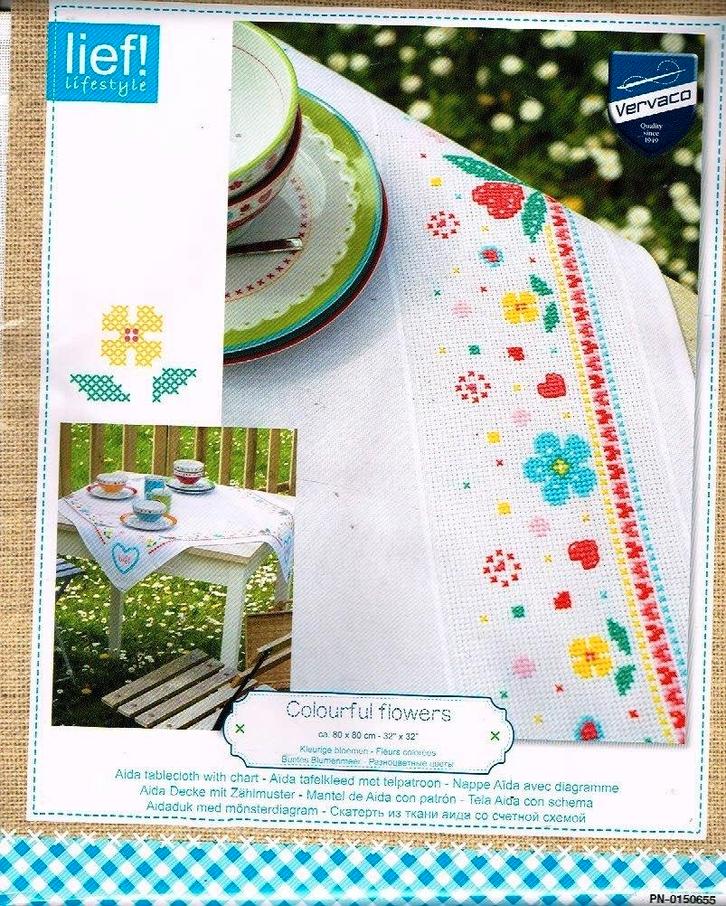 Cado opruiming lief borduurpakket dekservet,colourful flower, Hobby en Vrije tijd, Borduren en Borduurmachines, Nieuw, Borduurpakket