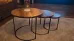3 x mango hout salontafeltjes, Huis en Inrichting, Tafels | Salontafels, Ophalen, 50 tot 100 cm, Rond, 50 tot 100 cm