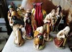 Antiek kerststal beelden 8 delig zware beeldjes kerstbeelden, Antiek en Kunst, Ophalen of Verzenden