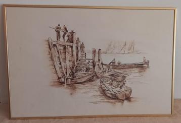 Mooie inkt tekening in lijst beschikbaar voor biedingen