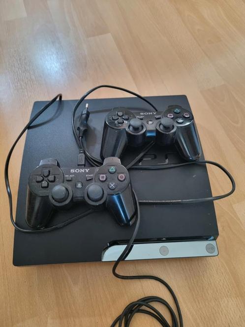 Playstation 3 met 2 controlers en spelletjes, Spelcomputers en Games, Spelcomputers | Sony PlayStation 3, Gebruikt, Slim, Met 2 controllers