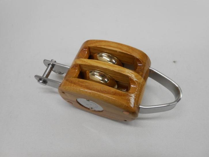 Houten Blok / Katrol, dubbelschijfs + hondsvot 8 - 10 mm, Watersport en Boten, Accessoires en Onderhoud, Nieuw, Lijn of Blok, Ophalen of Verzenden