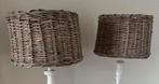 2 Rieten lampenkappen, Huis en Inrichting, Lampen | Lampenkappen, Ophalen, Zo goed als nieuw, Rond