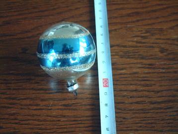 oude blauwe -zilver glas kerstbal nr.4 beschikbaar voor biedingen