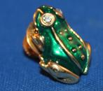 Kikker broche, smaragd groen, goudkleur metaal, 2,5 cm. Z1, Tweedehands verkoop, Gebruikt, Ophalen of Verzenden, Geen@idee.nl