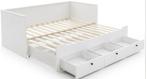 Ikea uitschuifbed met 3 laden, Huis en Inrichting, Slaapkamer | Bedden, Ophalen, Gebruikt, Eenpersoons, Wit