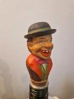 Houten antieke flessenstop - Figuur met hoed, Antiek en Kunst, Ophalen of Verzenden