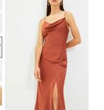 Satijnen jurk koper bruin kleur maat XS 34, Bruin, Verzenden, Cocktailjurk, Zo goed als nieuw