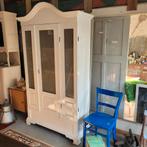 Brocante oude ondiepe servieskast keukenkast vitrinekast, Antiek en Kunst, Ophalen