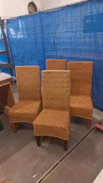 Set van 4 Riet stoelen rotan, Huis en Inrichting, Stoelen, Riet of Rotan, Gebruikt, Bruin, Ophalen of Verzenden