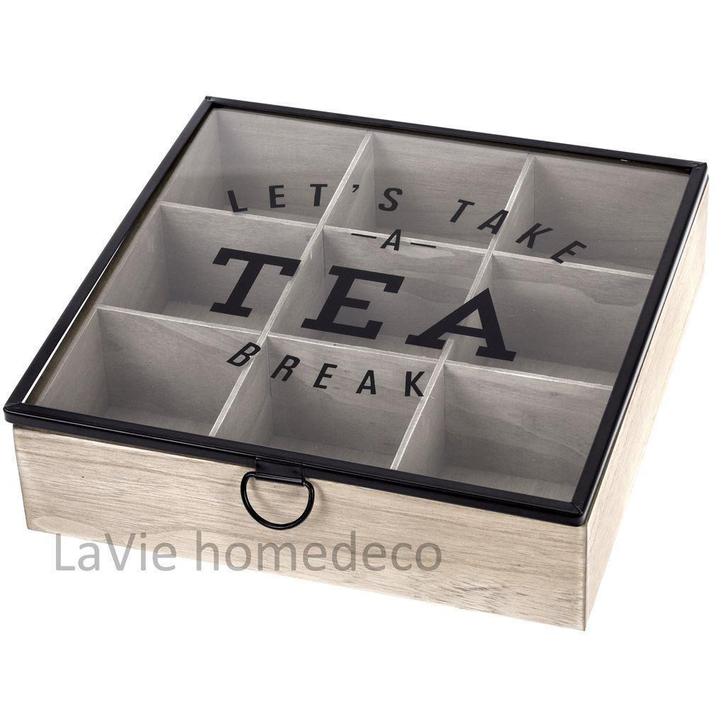 Sfeervolle theedoos Tea Break 9 vaks, Huis en Inrichting, Woonaccessoires | Overige, Nieuw, Verzenden