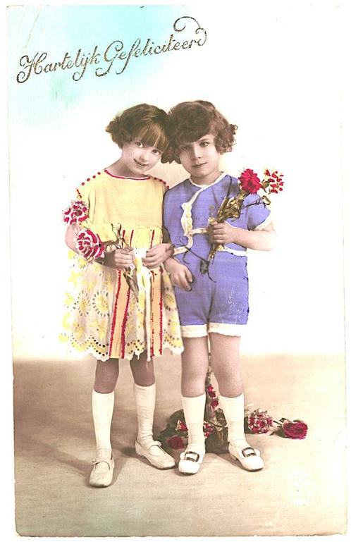 960324	Meisje	Hartelijk Gefeliciteerd	Fantasie	1926	 Gelopen, Verzamelen, Ansichtkaarten | Themakaarten, Gelopen, 1920 tot 1940