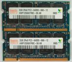 DDR2 2x 2GB PC2-6400S 800MHz Hynix Sodimm 0509, Computers en Software, RAM geheugen, Gebruikt, Verzenden, 800MHz, DDR2