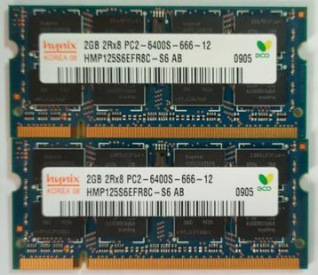 DDR2 2x 2GB PC2-6400S 800MHz Hynix Sodimm 0509 beschikbaar voor biedingen