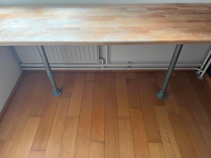 Werkblad massief beuken 220x60x3, Huis en Inrichting, Bureaus, Gebruikt, Ophalen