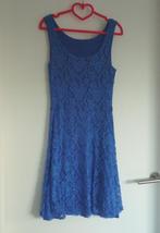 Blauwe gevoerde kanten jurk kleed Maat 36, Ophalen of Verzenden, Maat 36 (S)