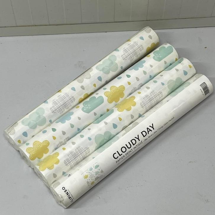 Lilipinso Cloudy Dag behang kinderkamer 4 nieuwe rollen, Huis en Inrichting, Stoffering | Behang, Wit, Geel, Groen, minder dan 10 m²