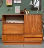Houten highboard wandkast - vintage retro kast wandmeubel, Ophalen, Gebruikt, Glas, 150 tot 200 cm
