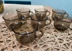7 x vintage Arcoroc rookglazen kopjes van glas, Ophalen of Verzenden, Zo goed als nieuw, Overige typen