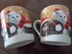 2 Kerstbekers afbeelding poesjes., Ophalen of Verzenden, Nieuw