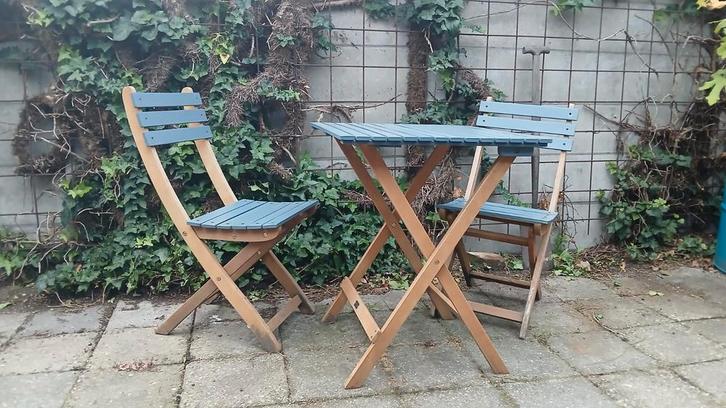 Blauw Bistrosetje - Sierlijk & Opklapbaar, Tuin en Terras, Tuinsets en Loungesets, Ophalen of Verzenden