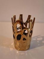 Waxinelichthouder goud look van glas. Hoogte 15 cm, Huis en Inrichting, Overige materialen, Ophalen of Verzenden, Zo goed als nieuw