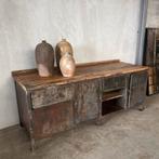 Industriële werkbank, dressoir, toonbank, keuken, vintage, Antiek en Kunst, Curiosa en Brocante, Ophalen