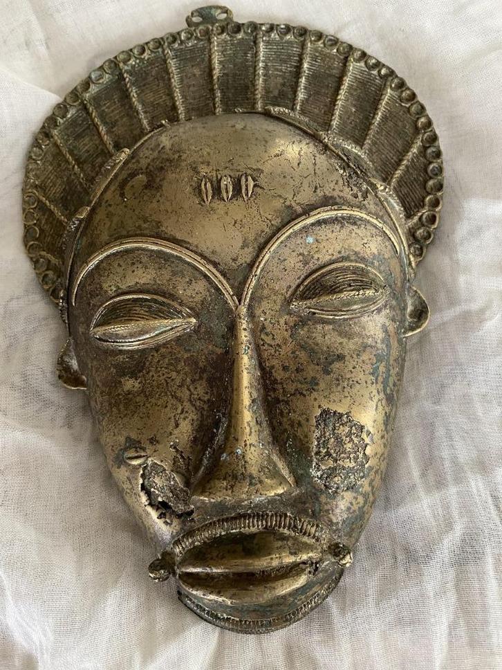 Groot bronzen Masker koningen - (Baule-stam)27x20 cm, Antiek en Kunst, Kunst | Niet-Westerse kunst, Ophalen of Verzenden