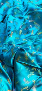 Chinese stof met libelles - 180x90 cm - Nieuw, Ophalen of Verzenden, Nieuw, Katoen, 120 cm of meer