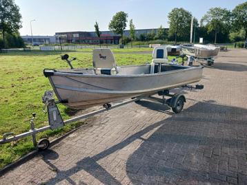 Aluminium visboot met trailer en elektromotor quicksilver  beschikbaar voor biedingen