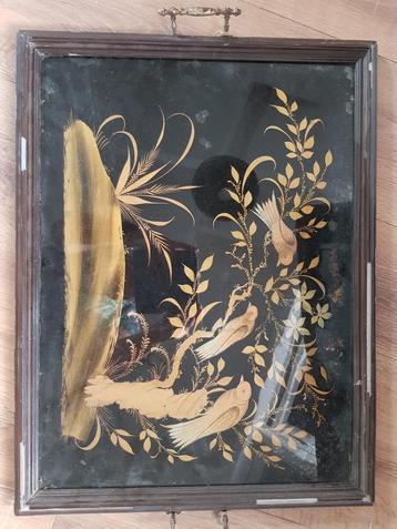 Antiek dienblad, geschilderd zwart met goud beschikbaar voor biedingen