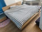 Groot bed met nachtkastjes en omranding, Ophalen, Beige, Tweepersoons, Overige maten