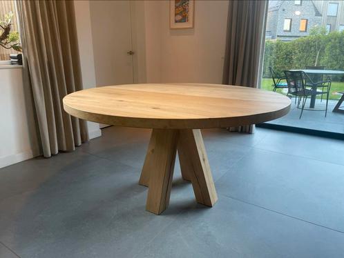 Eettafel eikenhout rond 150 cm, Huis en Inrichting, Tafels | Eettafels, Zo goed als nieuw, 100 tot 150 cm, Vijf personen of meer