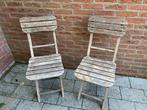 2 inklapbare bistrostoelen, Tuin en Terras, Ophalen, Gebruikt, Hout, Inklapbaar