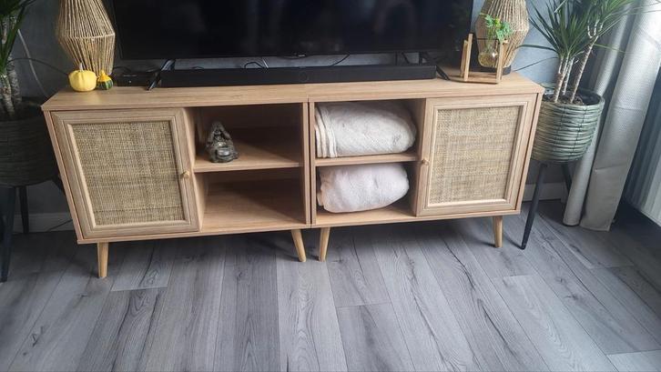 Bohemian/Japandi TV Meubel - 2 Kasten, Huis en Inrichting, Kasten | Televisiemeubels, Zo goed als nieuw, Minder dan 100 cm, 50 tot 100 cm