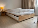 Bed met lades en matrassen - 140x200, Ophalen, Gebruikt, Bruin, 140 cm