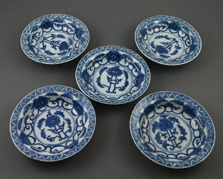 5x porseleinen bordjes Kang Xi; Ø 13cm, Antiek en Kunst, Antiek | Porselein, Verzenden