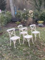 4 Crossback stoelen gekruisde rugleuning houten stoel wit, Ophalen, Wit, Vier, Hout