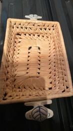 Schattig rieten mandje met keramieken handvaten, Ophalen of Verzenden, Zo goed als nieuw, Hout