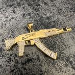 14k gouden hanger geweer ak47 pistool, Ophalen of Verzenden, Zo goed als nieuw, Goud, Kruis of Symbool