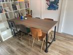 Houten eettafel met metalen frame, Huis en Inrichting, Ophalen, Gebruikt, 50 tot 100 cm, Vijf personen of meer