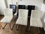Eetkamerstoelen 6 x Zwart/Wit, Ophalen, Gebruikt, Wit, Metaal