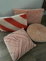4 stuks oud roze sierkussens, Huis en Inrichting, Woonaccessoires | Kussens, Ophalen, Gebruikt, Roze, Vierkant