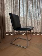 Vintage leren stoel met metalen buisframe, Huis en Inrichting, Stoelen, Ophalen, Zwart, Zo goed als nieuw, Eén