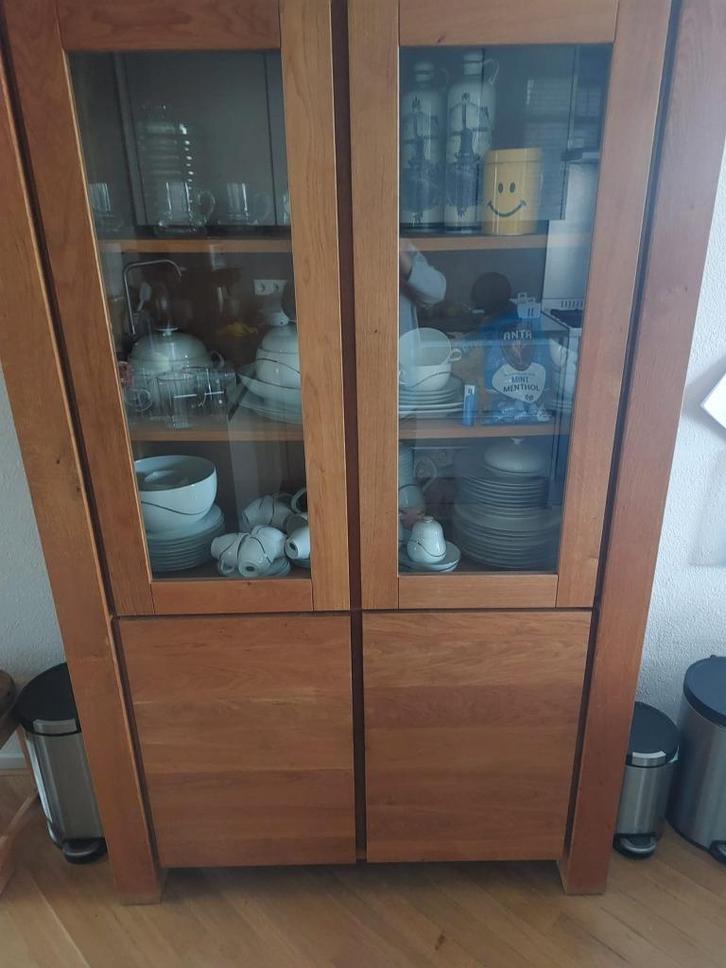 Eiken houten servies kast zgn, Huis en Inrichting, Kasten | Dressoirs, Zo goed als nieuw, 100 tot 150 cm, 25 tot 50 cm, Met deur(en)